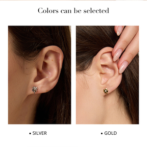 Lindos pendientes con forma de flor y piedra de circón, chapados en oro y plata, regalo de joyería unisex - Product Image 6