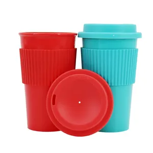 16OZ再利用可能なPPコーヒーカップ屋外昇華プラスチックコーヒーカップ卸売新しいモダンなスタイルのふた付きプラスチックコーヒーカップ