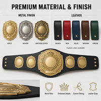 Ensemble de supports pour ceintures de champion, finition dorée personnalisée, présentoir en cuir pour récompenses de ligue, boîte cadeau, fabricant