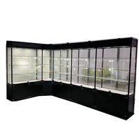 Vitrine de magasin de bijoux en verre, fabriquée en usine, avec cadre en alliage de titane noir, verrouillable, éclairée par LED, écologique et personnalisable