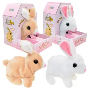 1-3 작은 토끼 작은 토끼 전기 봉제 장난감 어린이 시뮬레이션 걷기 어린이를위한 애완 동물 장난감