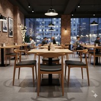 Table en stratifié Lifepursue avec placage en bois de chêne pour restaurant