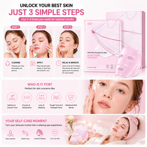 Mascarilla Facial Nocturna para una Piel Radiante |   Elasticidad, Hidratación, Reafirmación y Humectación |   Cuidado de la Piel Coreano, Colágeno Rosa PDRN - Product Image 6