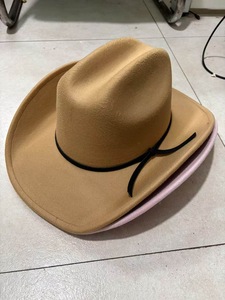 Chapeau de cowgirl mexicain personnalisé Dallas rose, vente en gros, nœud noir, grand bord de 9 cm, chapeau de cowboy western pour femme - Product Image 3