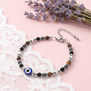 Braccialetto Classico in Acciaio Inossidabile con Cristalli Curativi, Perline di Occhio di Tigre da 6mm e <span class=keywords><strong>Ematite</strong></span>, Tripla Protezione, Regalo Ispirazionale - Product Image 3