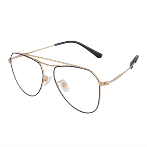 <span class=keywords><strong>Double</strong></span> <span class=keywords><strong>Pont</strong></span> Rose Or Chine En Gros Fantaisie Rétro Dames Titane Mode Lunettes Cadre - Product Image 2
