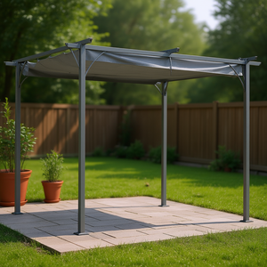 Gazebo Retrattile in Acciaio Grigio 10 X 10, Pergola da Esterno con Protezione UV, Design Contemporaneo - Product Image 2