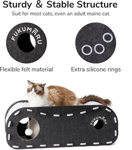 Lit pour chat d'intérieur <span class=keywords><strong>FUKUMARU</strong></span> de 31,5 pouces, lit tunnel pour chat extra long et confortable pour plusieurs chats de grande taille, cachette pour chat en feutre - Product Image 5
