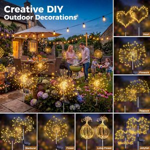 ไฟ LED พลังงานแสงอาทิตย์กันน้ำ IP65 รูปแบบดอกไม้ไฟ สำหรับตกแต่งสวนกลางแจ้งในช่วงคริสต์มาส สร้างบรรยากาศหรูหรา - Product Image 1