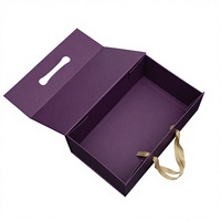 Boîtes cadeaux pour chaussures pliables de luxe avec aimant, emballage personnalisé pour vêtements, boîte cadeau longue portable avec ruban violet