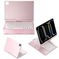Étui pour iPad 10e génération 2022 et iPad 11e génération A16 2025 avec clavier Bluetooth, emplacement pour stylet, rétroéclairage RVB, support pliable rotatif à 360 degrés