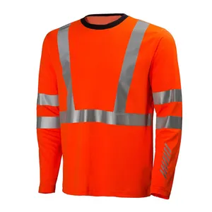 圆领夏季防晒UPF50 ++ 透气长袖反光tapesa反光安全t恤