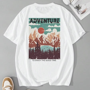 เสื้อยืดลายภูเขาและลายสโลแกนสำหรับผู้ชายสามารถปรับแต่งได้ โรงงานเสื้อผ้า.F10 - Product Image 1