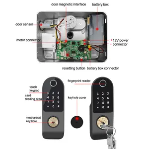 WAFU Waterproof Electric Bolt Lock With Key Cylinder Biometric Fingerprint Door Lock For Outdoor Gate Door Digital Door Lock 12V