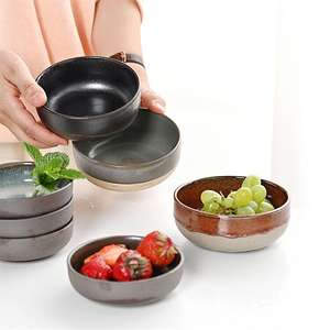 Ciotola di ceramica della porcellana del gres rustico <span class=keywords><strong>retro</strong></span> dello smalto reattivo variopinto su ordinazione dell'oem - Product Image 4