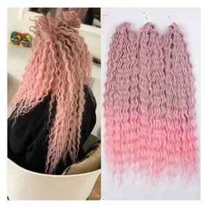 Wholesale Ariel Deep Wave Crochet 24inch 30inch Twist Hair Synthetic Goddess Braids Hair Wavy Ombre Blonde Hair Extensions
