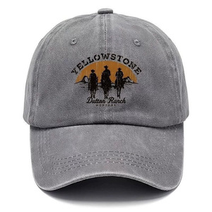 New Arrival Vintage Washed Distressed Baseball Cap <strong>Yellowstone</strong> Dutton Ranch Embroidery Logo Custom Wholesale Dad <strong>Hat</strong> - Product Image 5