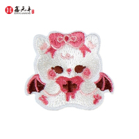 Patchs thermocollants en PVC brodés motif chat, écologiques, nœud rose en forme de cœur pour vêtements de chatons, sacs et décoration DIY