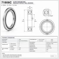 Rodamiento de Bolas de Contacto Angular Ultraligero JYJM OEM 71906C 30x47x9mm 15 Grados, Piezas de Precisión para Robótica y Maquinaria, Venta Directa de Fábrica