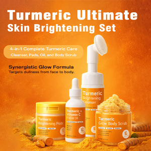 Set de Cuidado de la Piel con Cúrcuma de Marca Privada, <span class=keywords><strong>Kit</strong></span> Iluminador con Vitamina C OEM, Almohadillas Limpiadoras Faciales Personalizadas, Exfoliante Corporal, Venta al por Mayor, 4 en 1 - Product Image 1