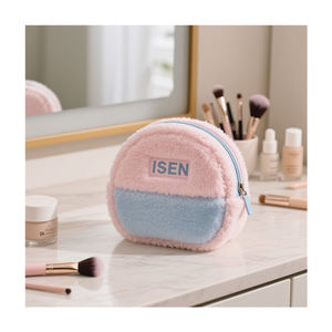 <span class=keywords><strong>ISEN</strong></span> Mujeres Ronda Cordero Sherpa Bolsa de maquillaje Estuche de cosméticos Logotipo personalizado Neceser Bolsa de viaje Baño Bolsa de almacenamiento - Product Image 4