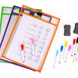 Wholesale Factory Direct Selling PVC Educational Reusable Dry Erase Sleeves Pack