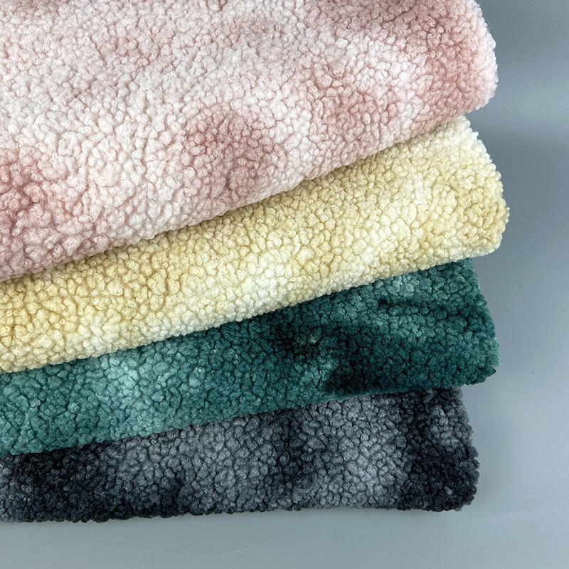 Peluche 100% poliéster Tie-dye 310 gsm BerBer, tela de terciopelo