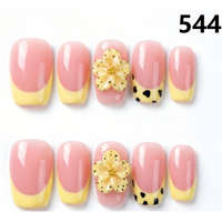 1326-1330 Faux ongles ronds faits à la main à presser, 10 pièces, style français, faux ongles 3D avec sculpture, haute qualité pour doigts