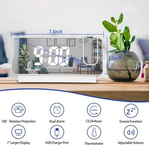 Horloge de température avec alarme Projection numérique Led miroir bureau électronique Amazones Top vente 2023 réveils - Product Image 2
