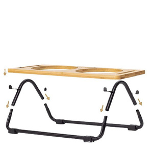 Support en bois pour gamelles de animaux, double station d'alimentation surélevée en acier inoxydable pour chats et chiens - Product Image 2