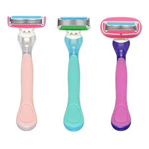 Pink Hair Removal Razor Shower Ladies Razor Replaceable Refills 3 Blades Shaving Razor