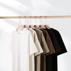 MT2524 Clothing Manufacturer Wholesale Custom 240 Grams Brushed 100% Cotton Oversized Tshirt Drop Shoulder Men's T-Shirts - Product Image 2
