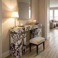 Table console rectangulaire pliable en marbre Calacatta Viola naturel moderne Tostone, mobilier de luxe en pierre, décoration OEM