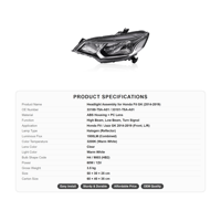 Lampu Depan Halogen Model OEM, Lensa PC Lampu Utama Depan untuk Honda Fit Jazz GK5 2014-2019 Generasi ke-3 Hatchback