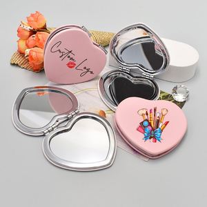 Black Heart Cute Makeup Mirror Handmade Private Label Private Label Mirror Double-<b>sided</b> Folding Mini Mirrors - Product Image 2
