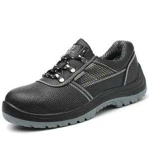 Zapatos de cuero para senderismo al aire libre para hombre y mujer, calzado de seguridad de corte alto, sin punta, color negro, 605