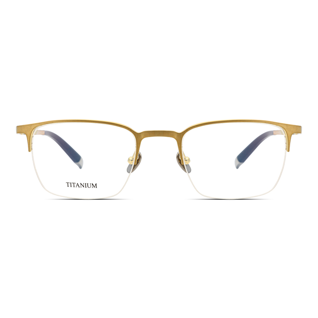 Unisex High Purity Titanium Black Vintage Rectangle IP Electroplated Classic Business Glasses Semi-Rimless Lightweight
