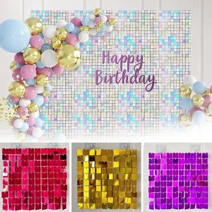 New Trend Party Supplies Hochzeit Hintergrund Dekorationen Glänzendes Zeichen Hintergrund Bunte sensorische Spiel Kunststoff Pailletten Schimmer Wand - Product Image 4