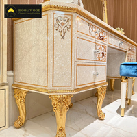 Table de toilette royale de luxe, design vintage, avec grand miroir mural pour chambre à coucher, hôtel, villa