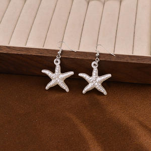 Ensemble collier et boucles d'oreilles étoile de mer en alliage de zinc, design perle, style océan, bijoux fantaisie - Product Image 4