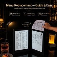 Porte-menu en cuir PU personnalisé pour bar KTV, restaurant haut de gamme, avec éclairage LED rechargeable pour hôtel et lounge