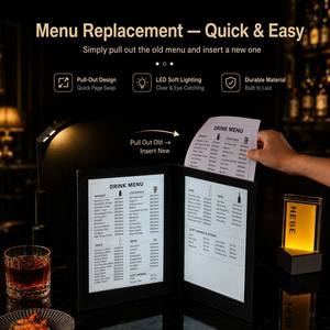 Menú LED Recargable Personalizado de Cuero PU, Soporte de Señal para Menú Iluminado, Libro de Mensajes para Bar, KTV, Restaurante de Alta Gama, Hotel, Salón - Product Image 4
