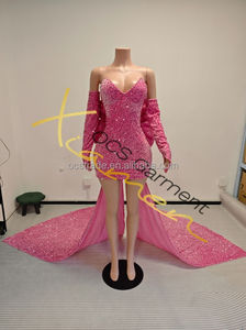 Ocstrade Tendance Tissu à paillettes brillantes <span class=keywords><strong>Robe</strong></span> d'anniversaire à gros nœud <span class=keywords><strong>Robe</strong></span> de soirée pour femmes <span class=keywords><strong>Robe</strong></span> de <span class=keywords><strong>cocktail</strong></span> <span class=keywords><strong>rose</strong></span> sexy <span class=keywords><strong>Grande</strong></span> <span class=keywords><strong>taille</strong></span> pour femmes - Product Image 3