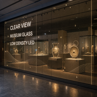 Écran LED transparent pour vitrine de musée, séparation en verre, affichage LED personnalisé sur verre