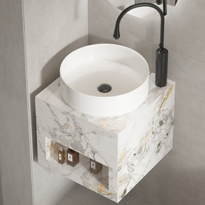 <span class=keywords><strong>Lavabo</strong></span> de Piedra Creativo y Elegante para Apartamentos Pequeños, Montado en la Pared, Ideal para Balcones y Baños - Product Image 1