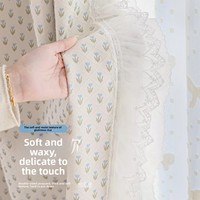 Rideau Tulipe en Tissu Jacquard Teint Fil à Fil, Polyester Isolant, Style Champêtre, Plis Ondulés/En Vague, Rideaux Hauts