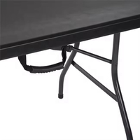 Tables pliantes en plastique pour ordinateur portable, fête, rectangulaires, pliables au centre, en HDPE noir, robustes, en gros, 180 cm