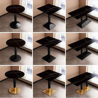 Meubles en bois modernes et simples, table ronde carrée de petite taille avec pieds en métal et plateau en marbre, tables de cuisine, de bar, de restaurant pour les cafés