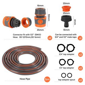 <strong>PVC</strong> <strong>High</strong> <strong>Pressure</strong> Garden <strong>Hose</strong> Connection Kit-5m Tap <strong>Hose</strong> Trolley <strong>Pipe</strong> 2 Quick-Connect Couplers 2-in-1 Universal Faucet Adapter - Product Image 2