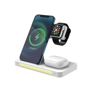3 in 1 Wireless Charger 15W Fast <b>Charging</b> Station Foldable Phone Holder with LED Light for iPhone - Product Image 6